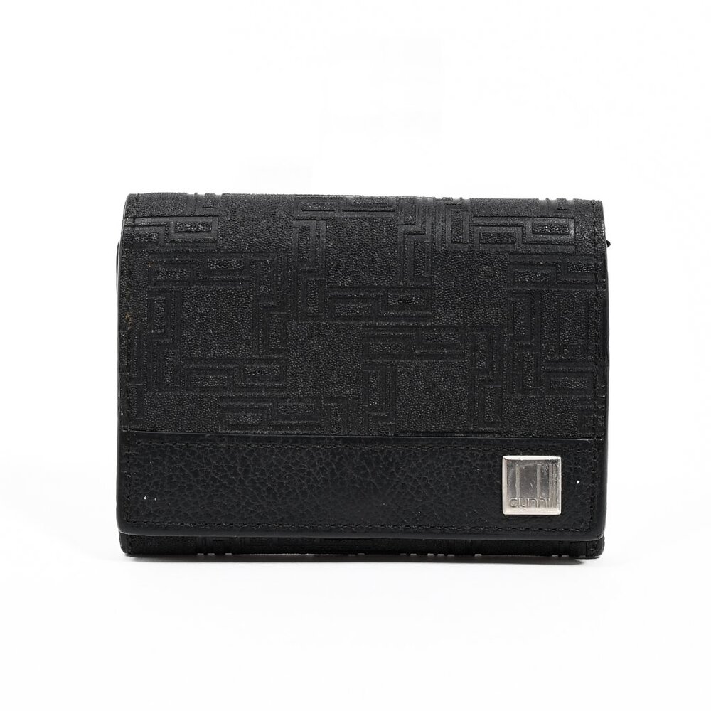 Dunhill Black PVC Leather Card Holder with Snap Closure